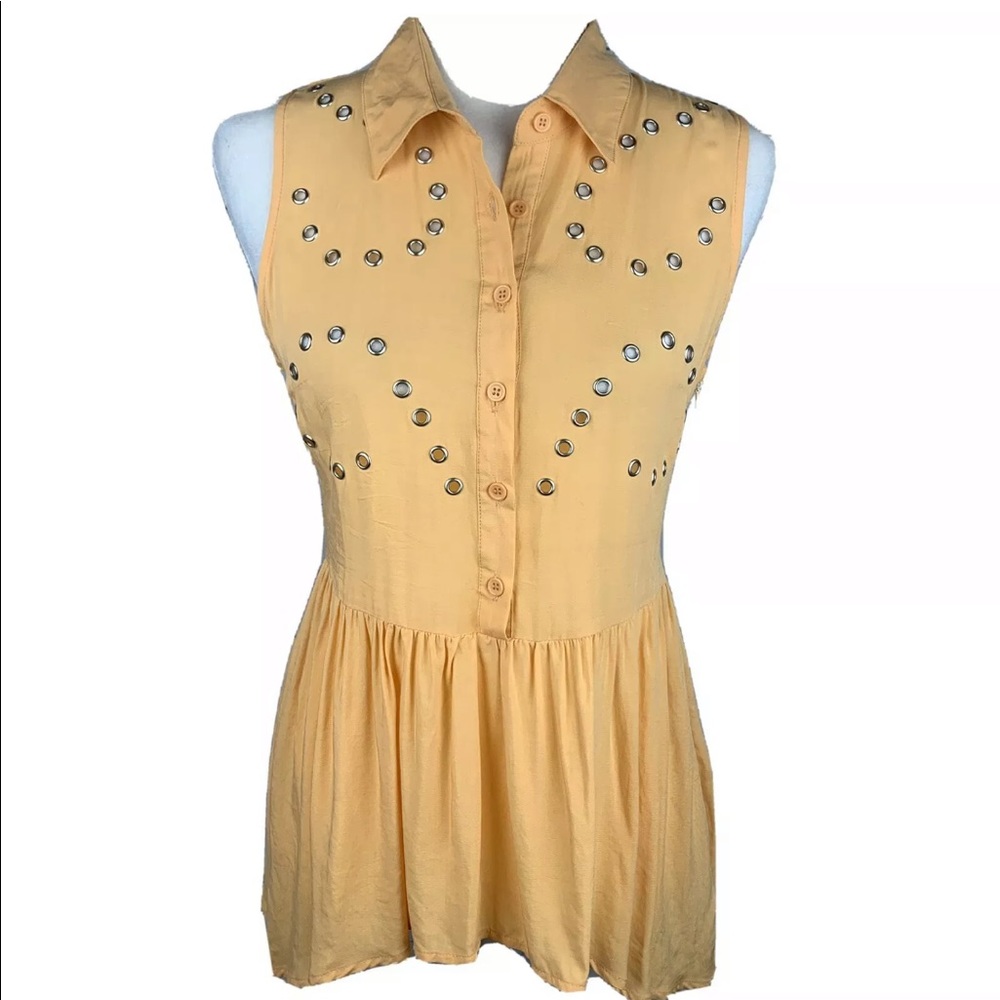 EMMAS CLOSET Sleeveless Peplum Top Grommets Medium